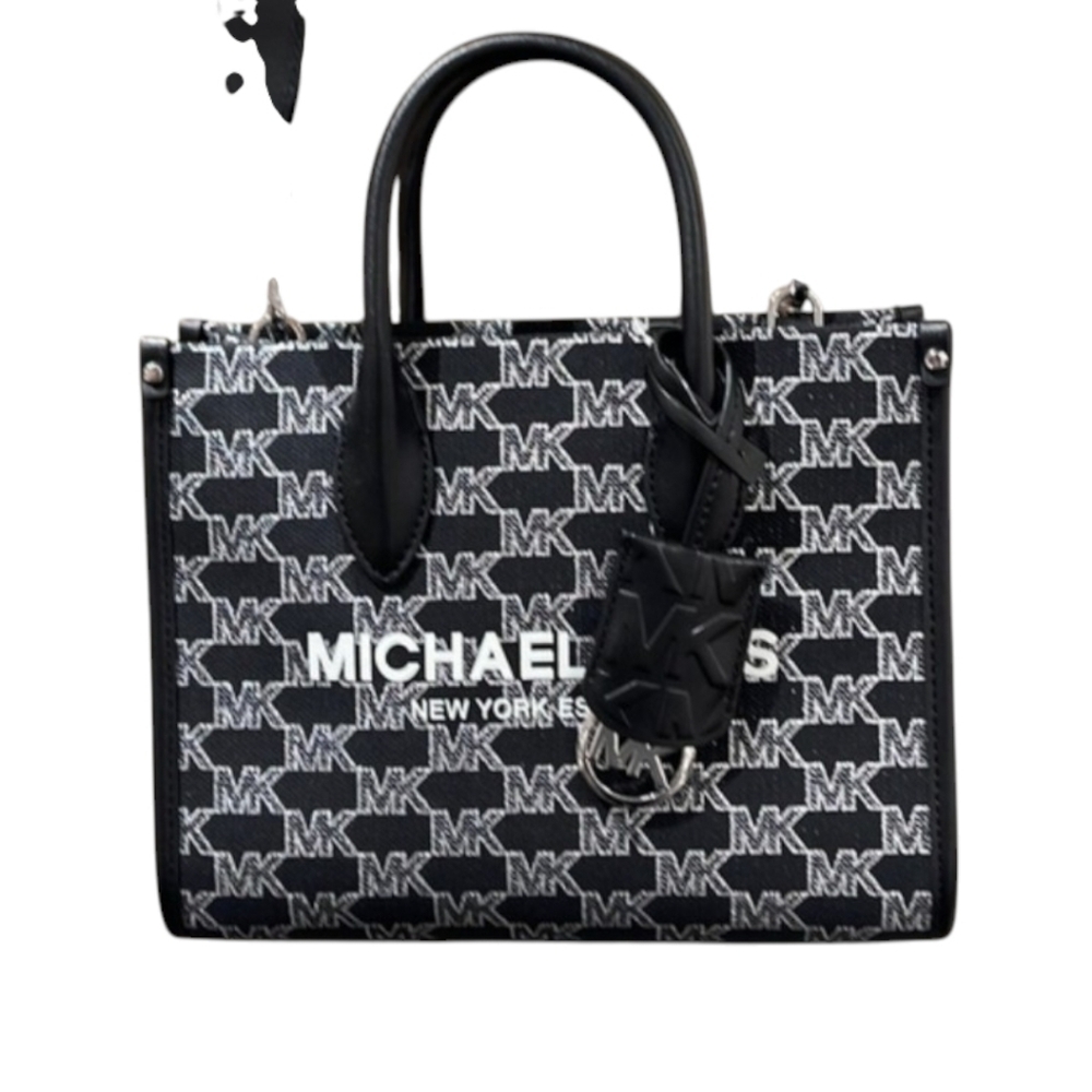 MICHAEL KORS MIRELLA SMALL shopper signature LOGO TOP ZIP black multi CROSSBODY - Picture 3 of 8